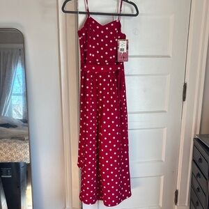 Emerald Sundae Red and White Polka Dot Jumpsuit